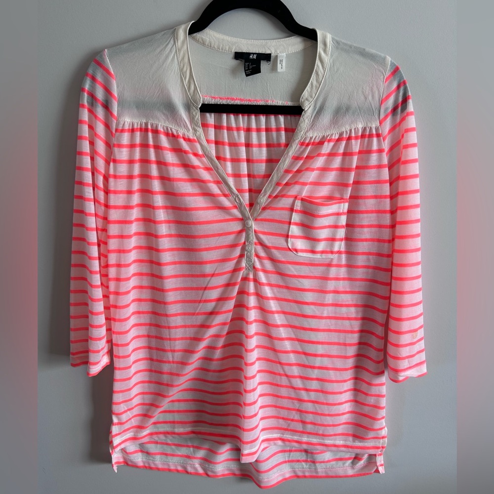 Pink striped blouse, H&M size small